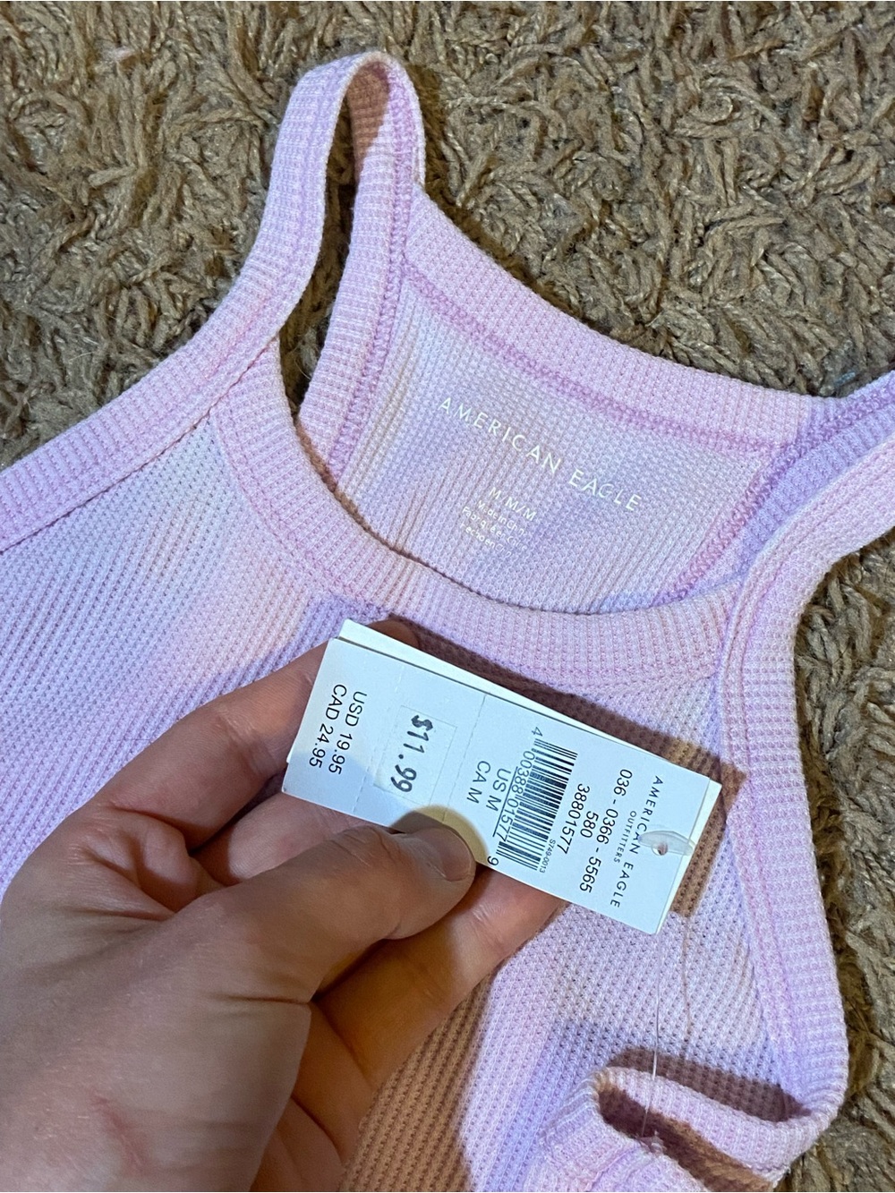 American Eagle Outfitters Light Pink Ribbed Cropped Tank